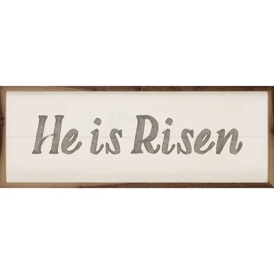 He Is Risen Gray Wood Framed Print