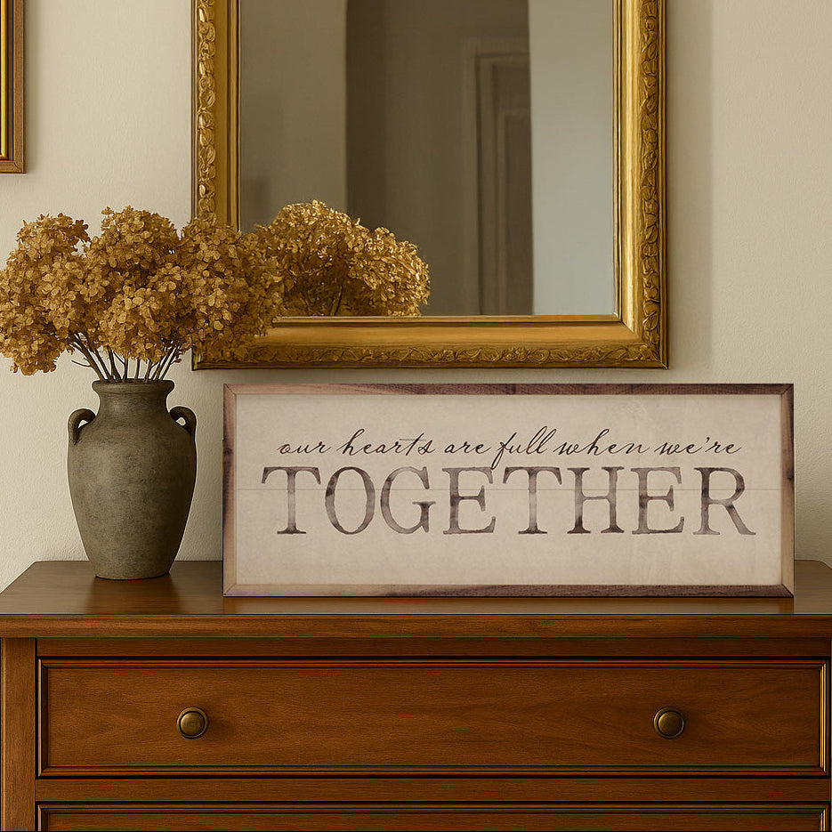 Hearts Are Full Together Wood Framed Print