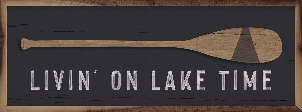 Living On Lake Time Oar Wood Framed Print