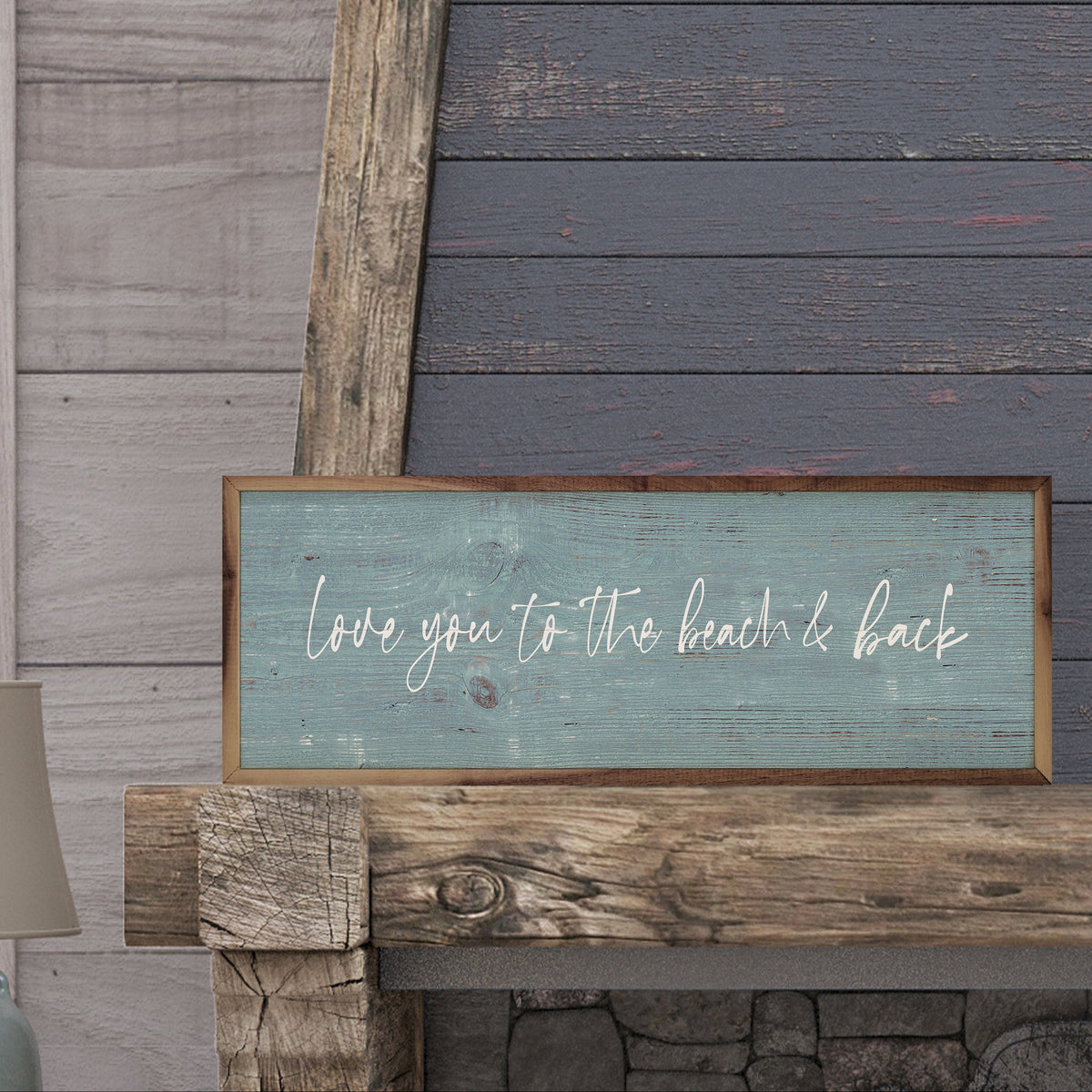 Love You To The Beach & Back Blue Wood Framed Print