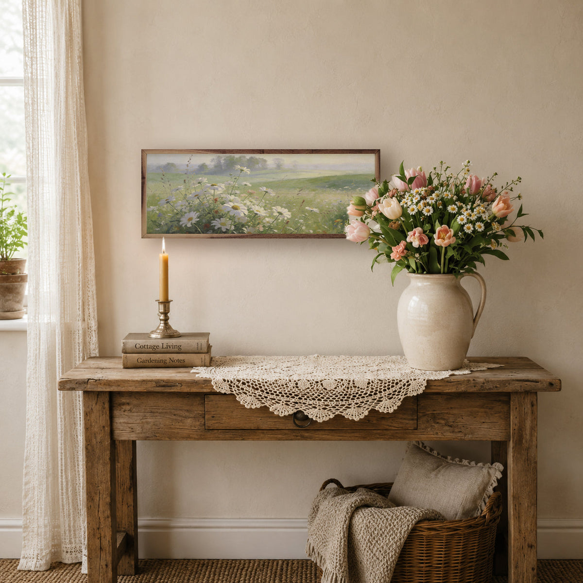 Prairie Flower Line Wood Framed Print
