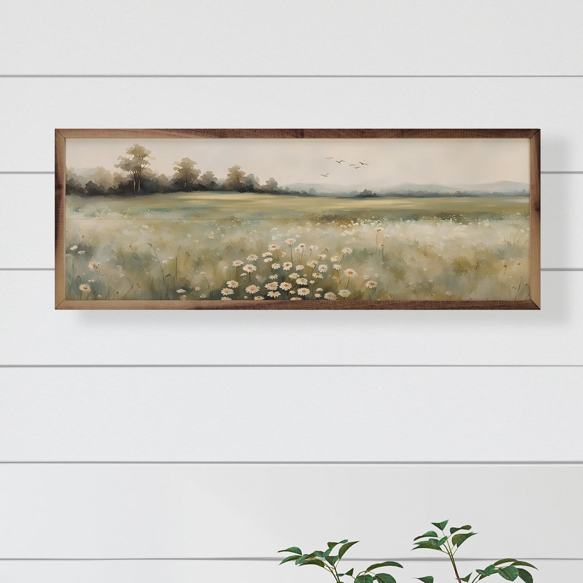 Valley With Flowers Center Wood Framed Print