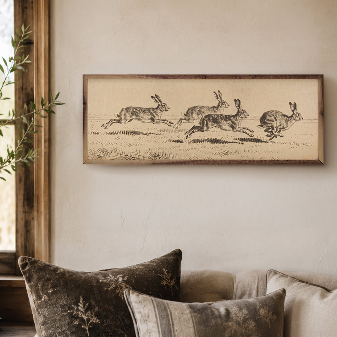 Victorian Rabbit Ink Study Wood Framed Print