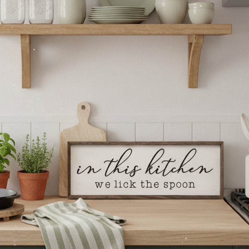 We Lick The Spoon Wood Framed Print