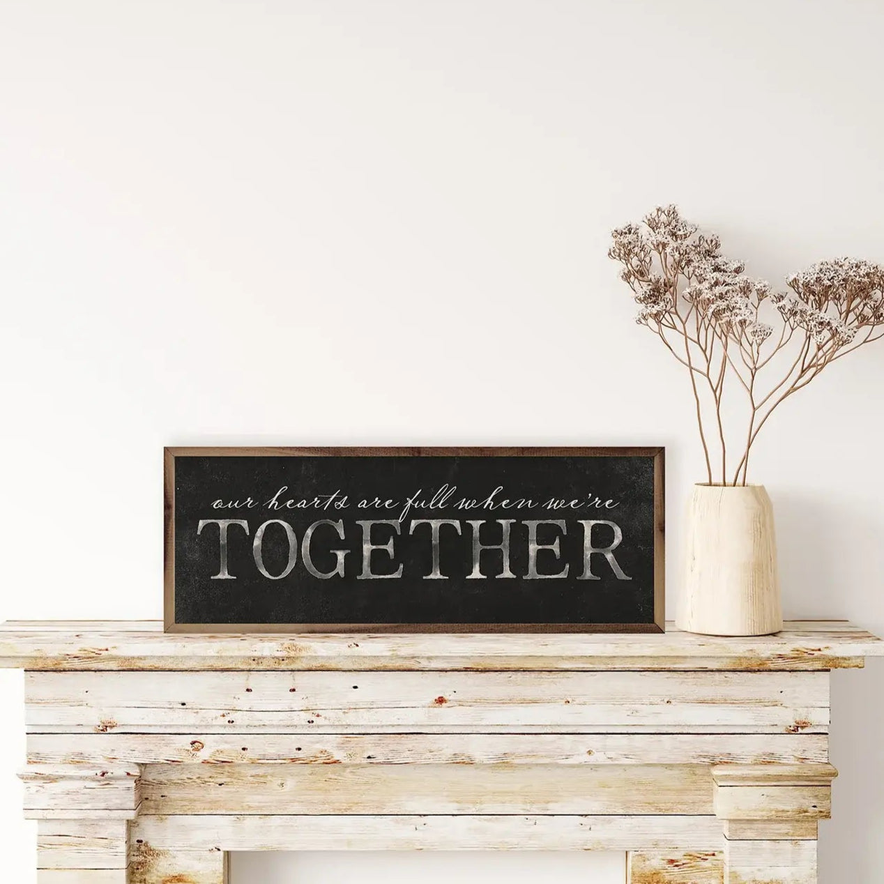 Hearts Are Full Together Wood Framed Print