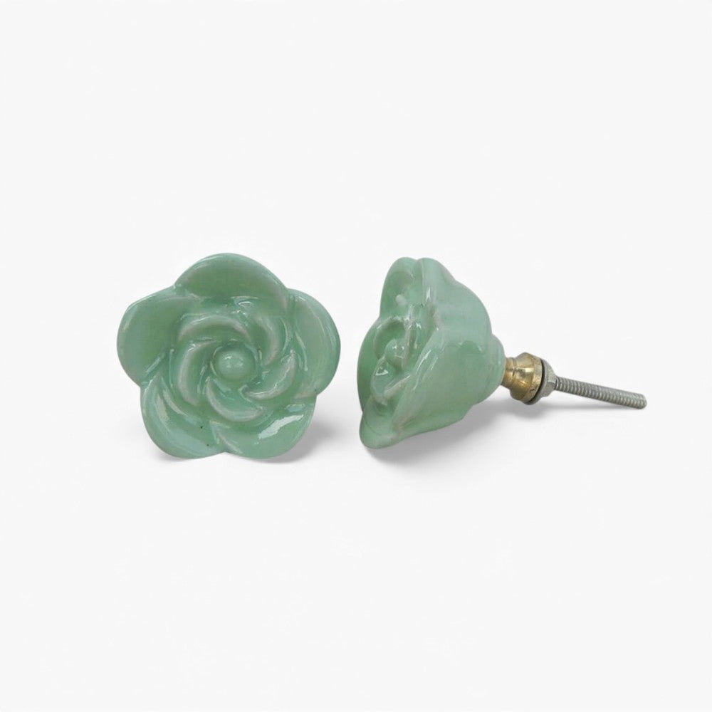 Mint Green Rose Knob