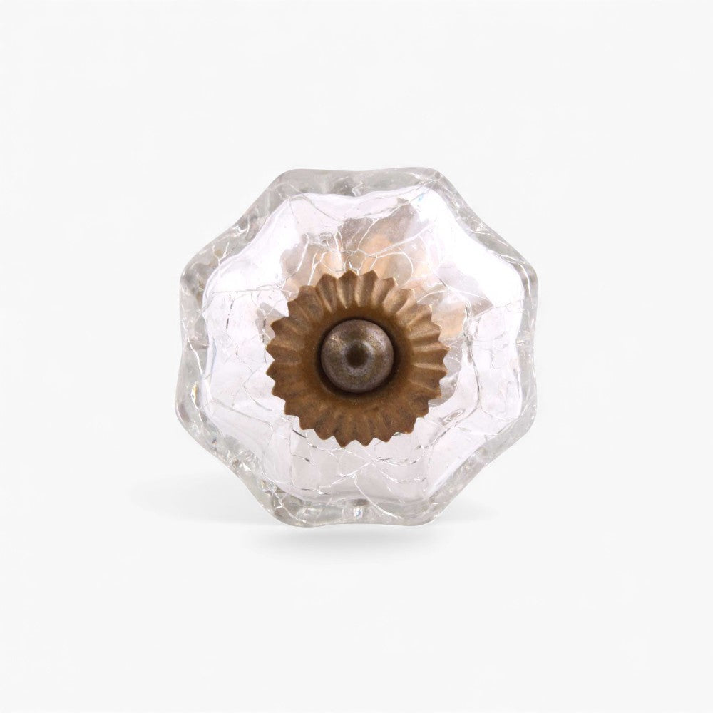 Clear Crackle Glass Melon Knob