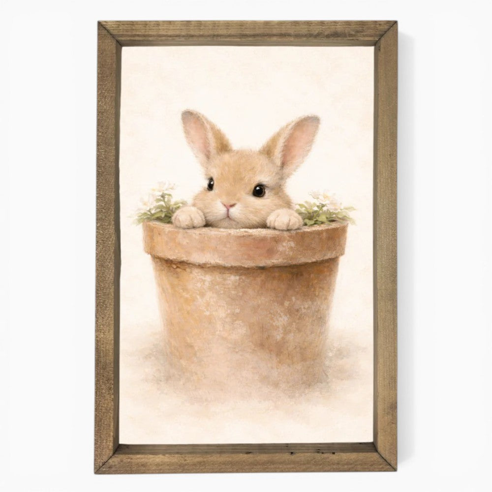 Bunny In Pot Framed Art