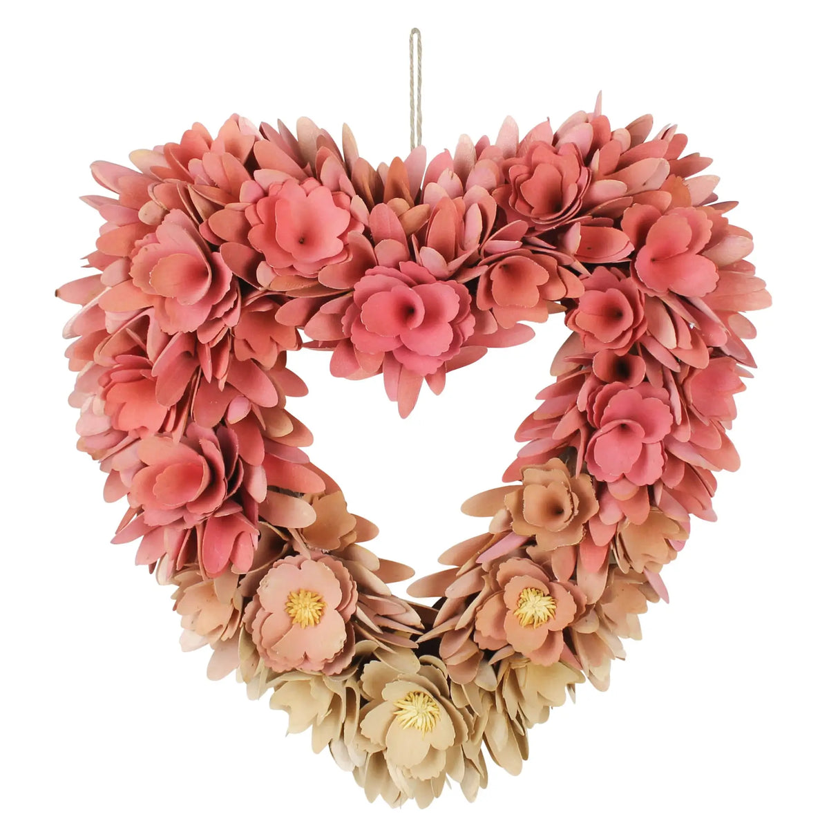Wood Shaving Heart Wreath