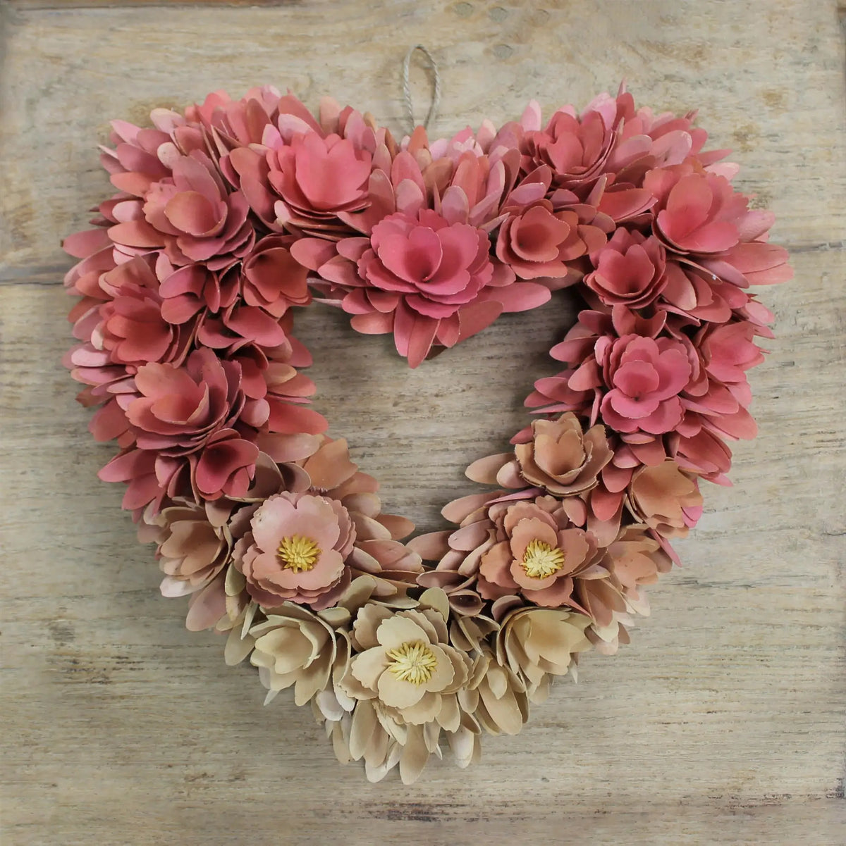 Wood Shaving Heart Wreath