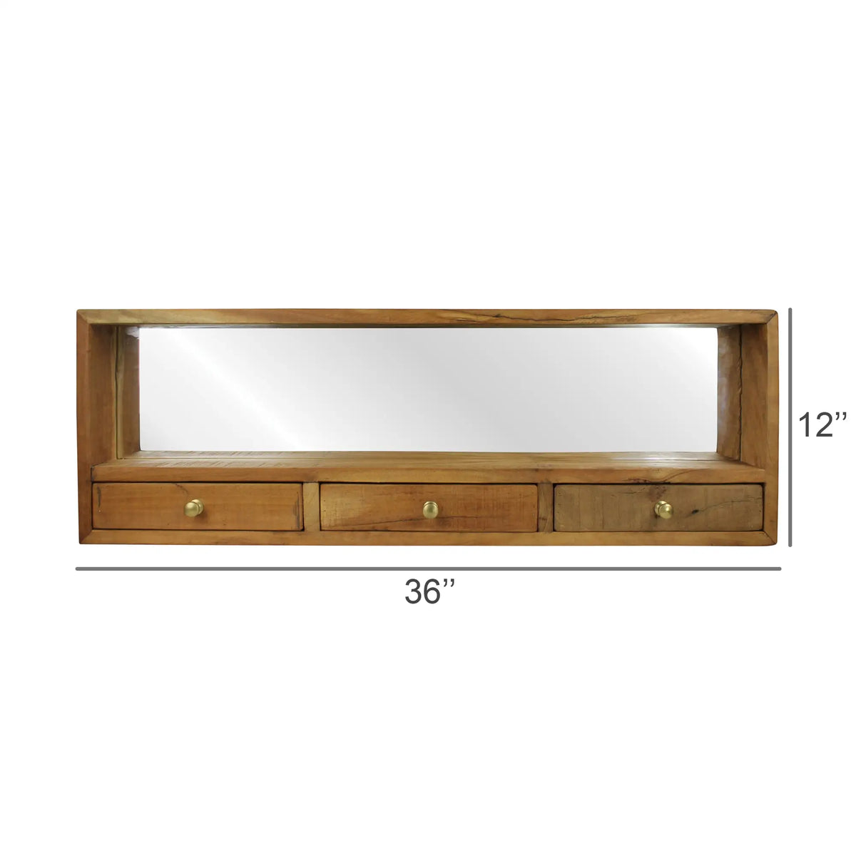 Reclaimed Wood Three Drawer Mirror