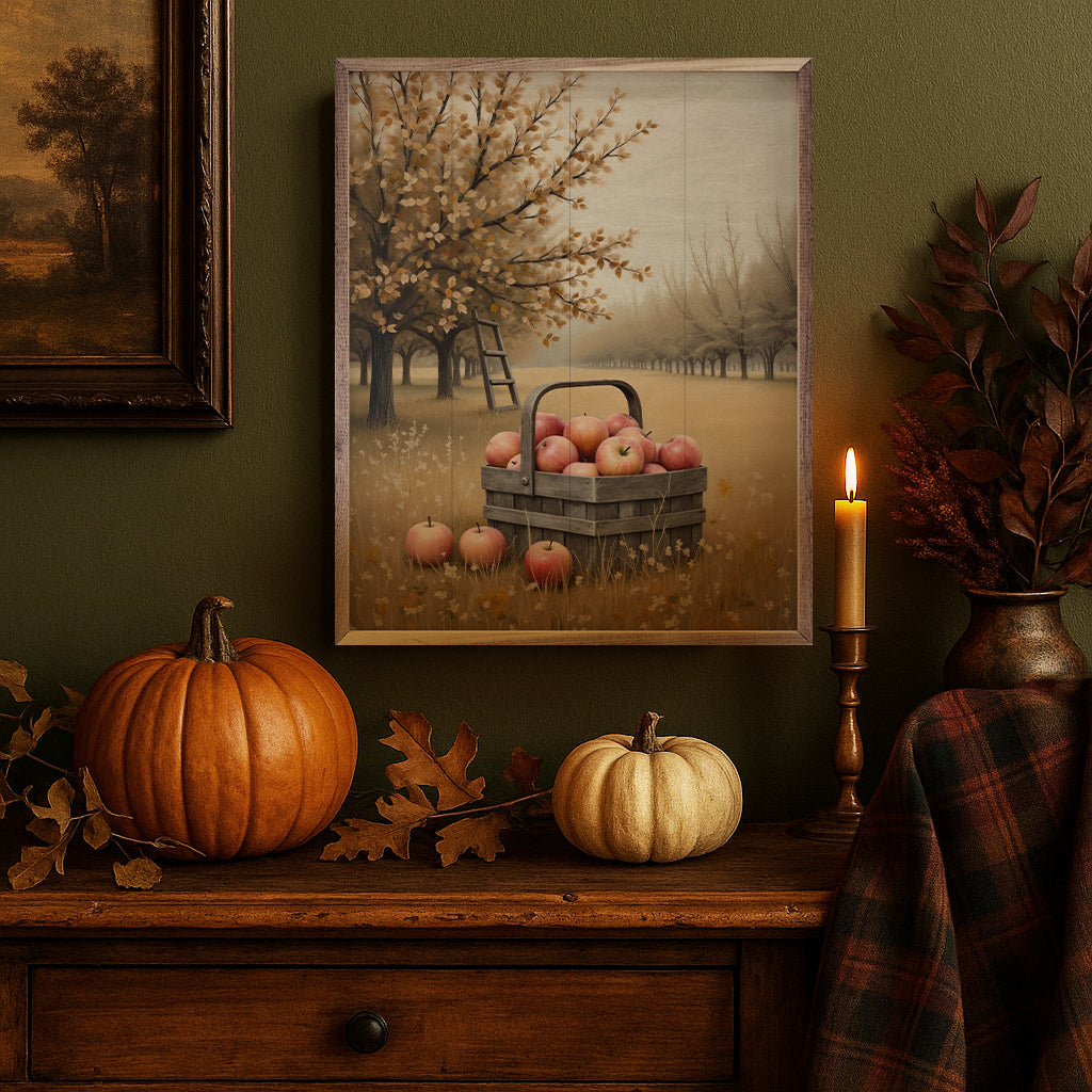 Apple Orchard Wood Framed Print