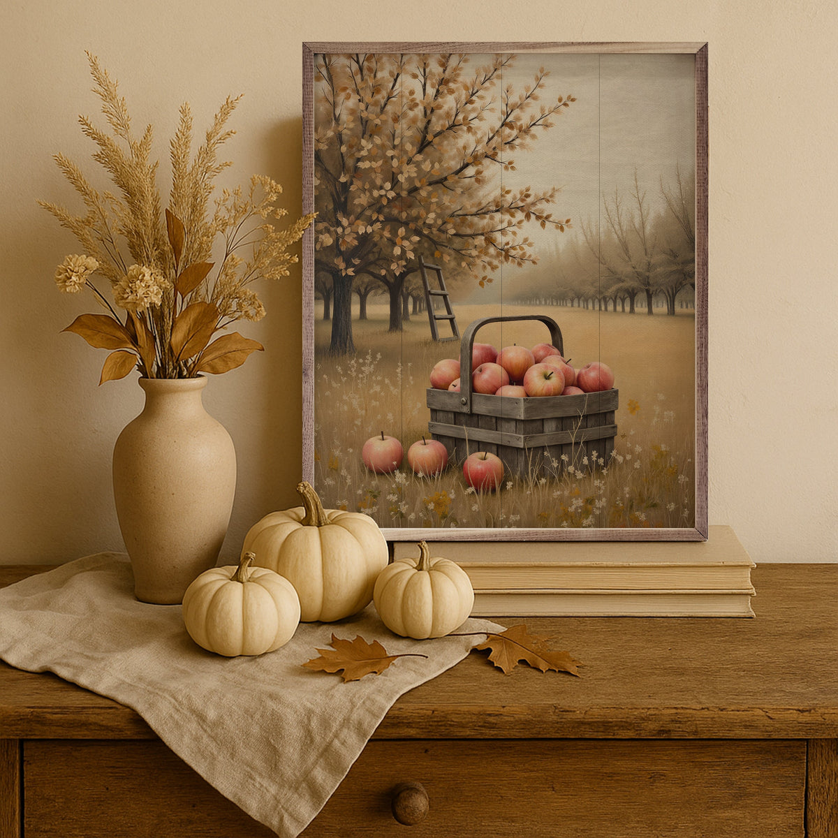 Apple Orchard Wood Framed Print