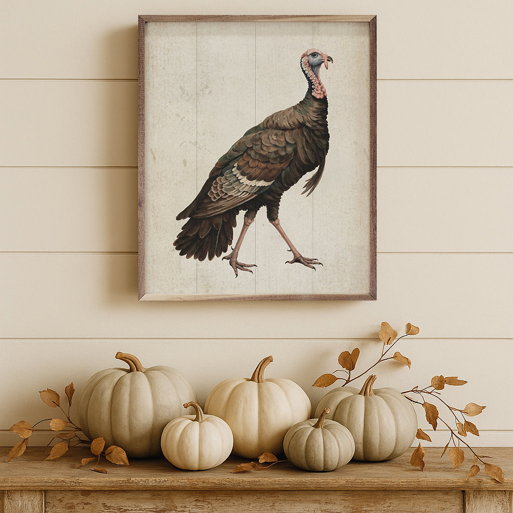 Autumn Turkey Wood Framed Print