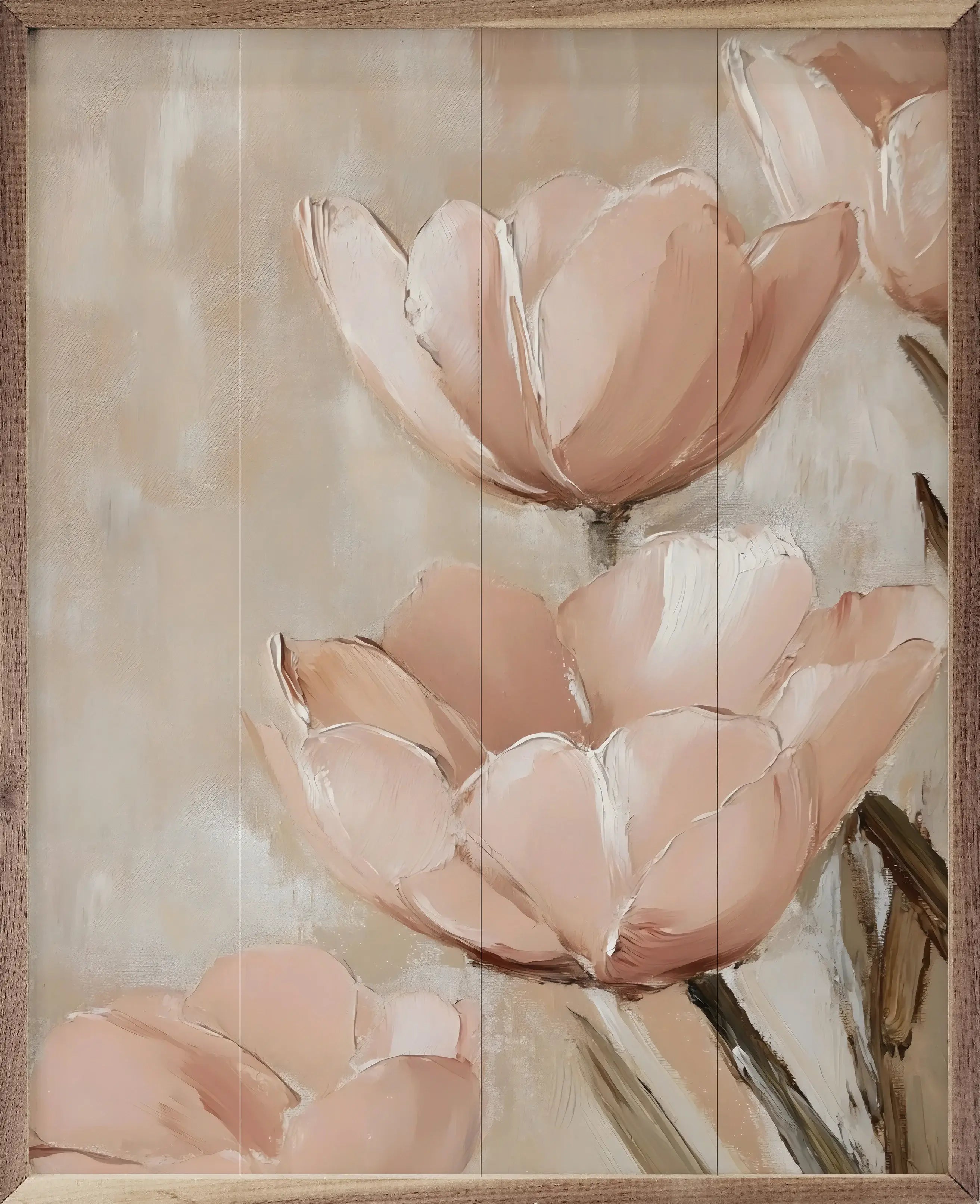 Dusty Pink Floral Wood Framed Print