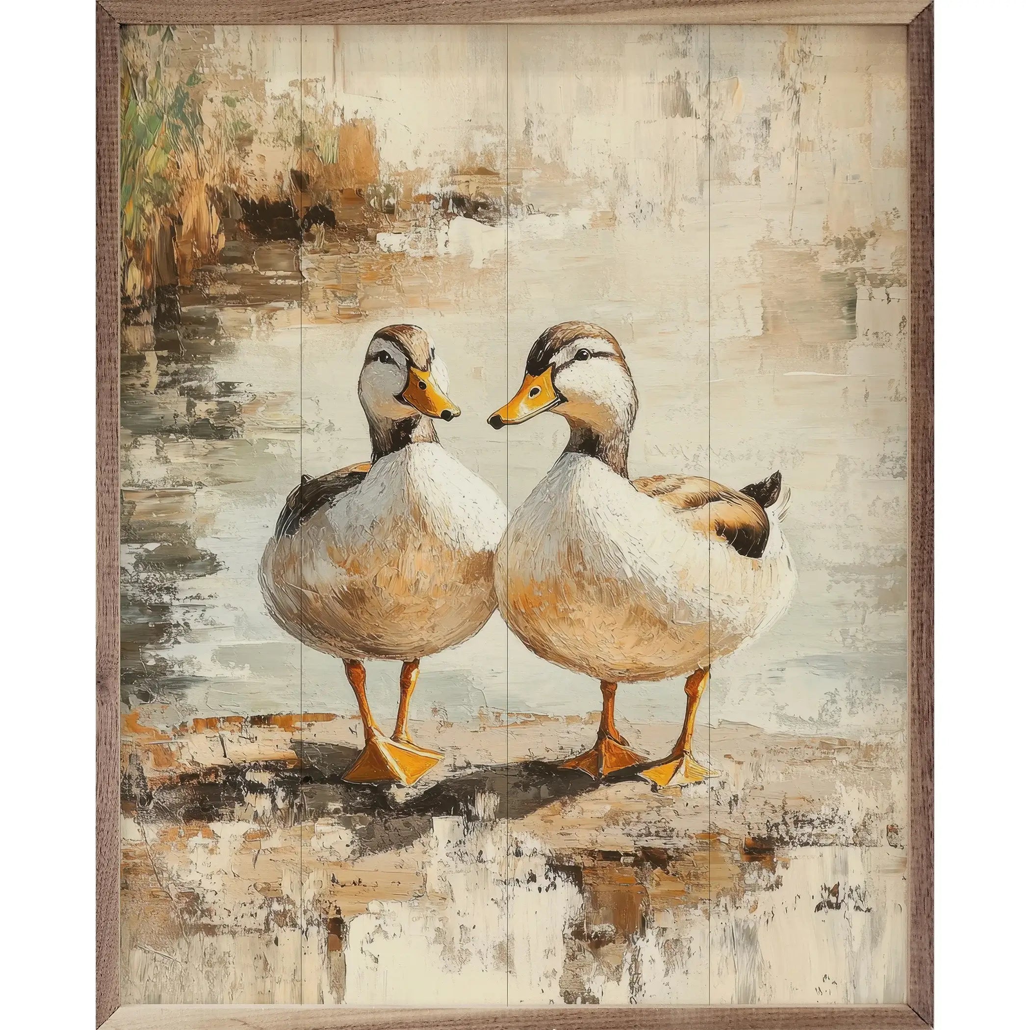 Brown Duck Couple Wood Framed Print