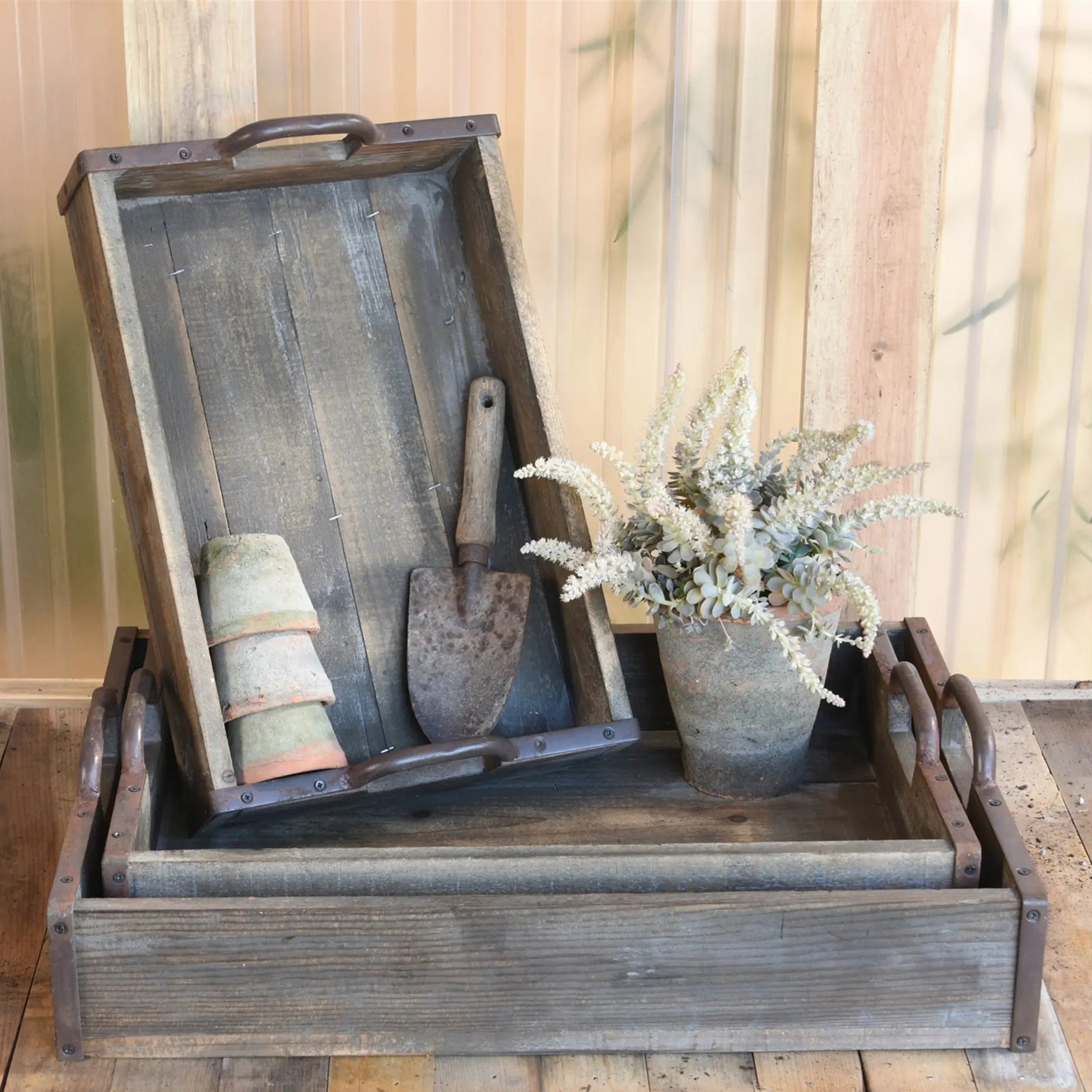 Jennings Wood Tray Set