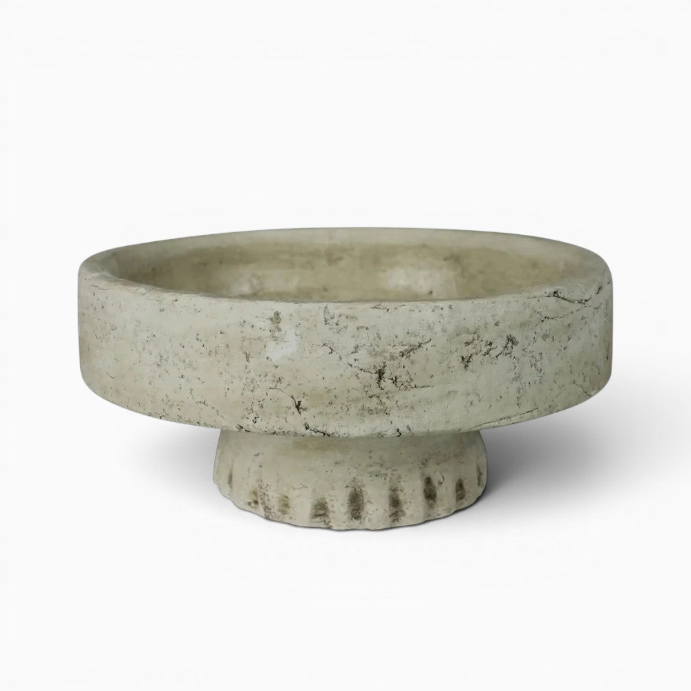 Weathered Stoneware Pedestal Bowl