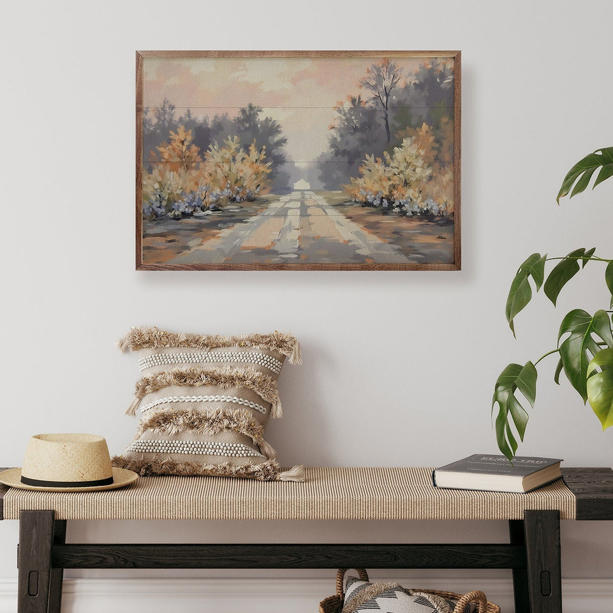 Peachy Road View Wood Framed Print
