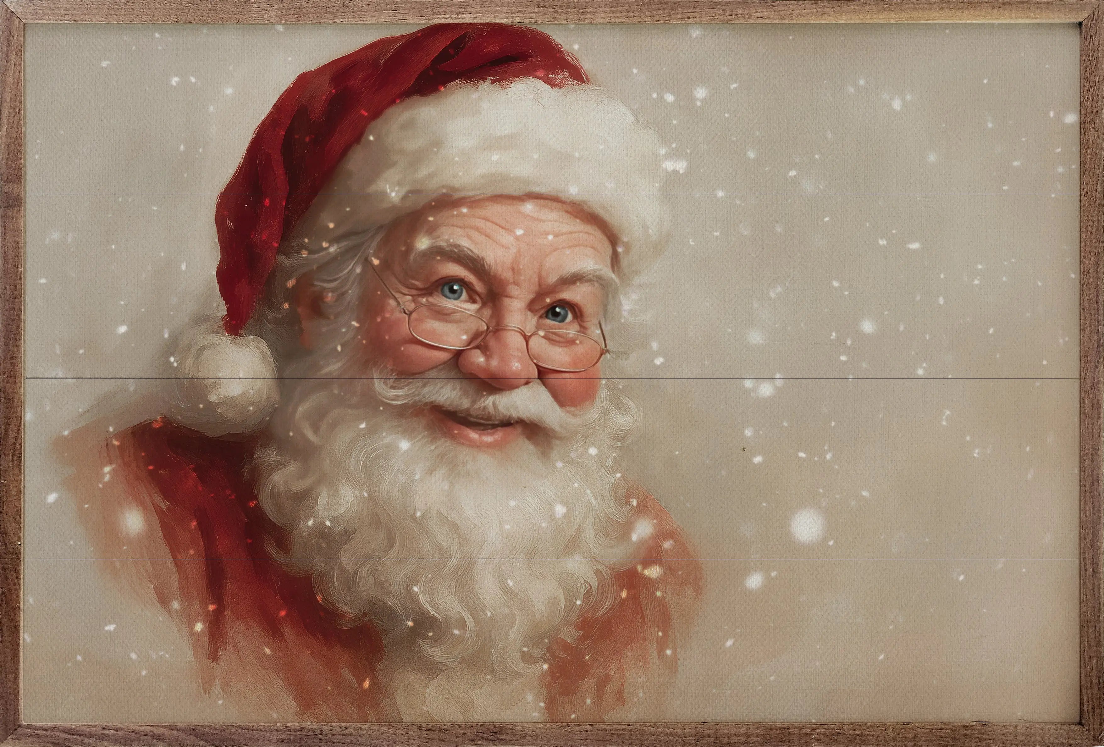 Santa's Smile Wood Framed Print