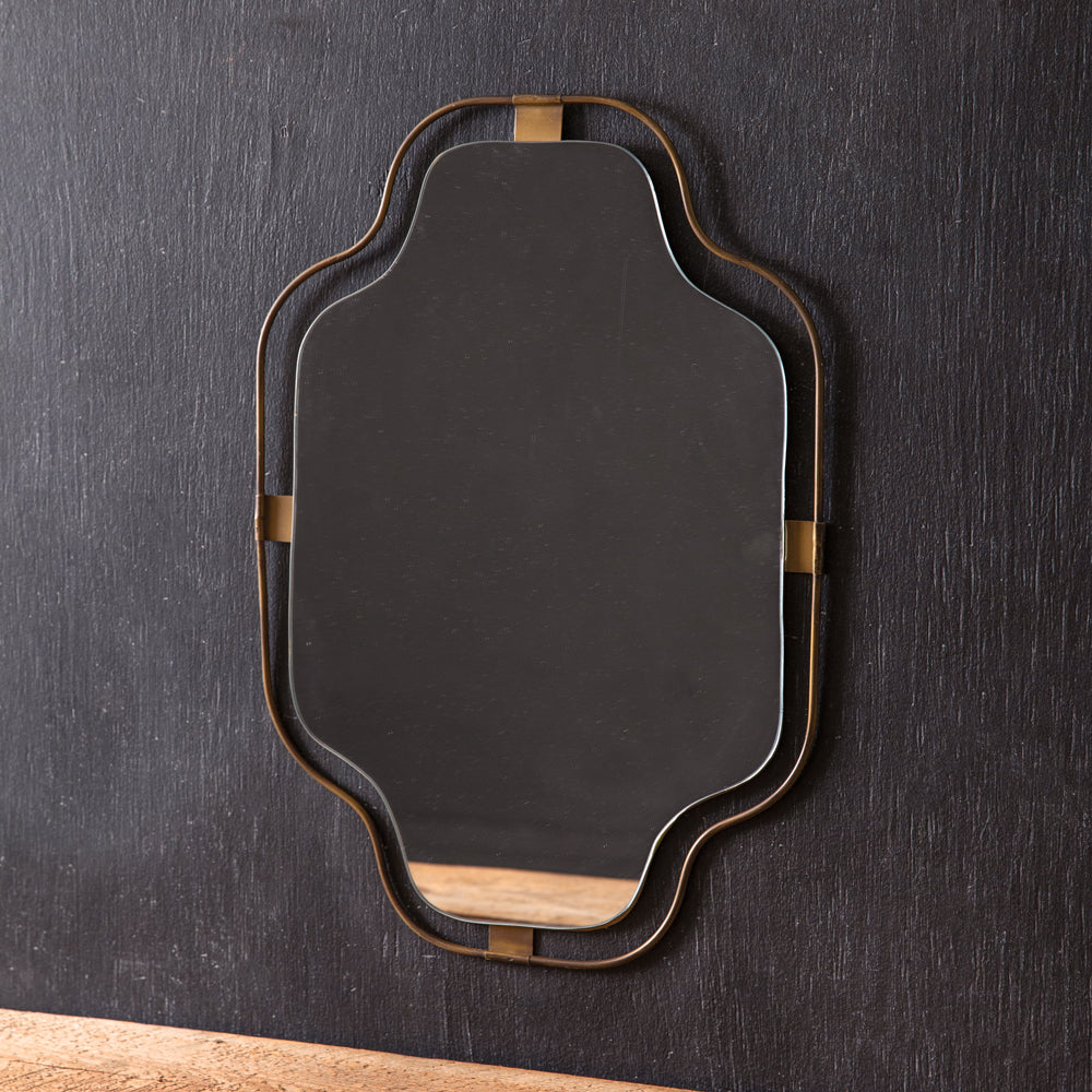 Antiqued Brass Notched Corners Mirror