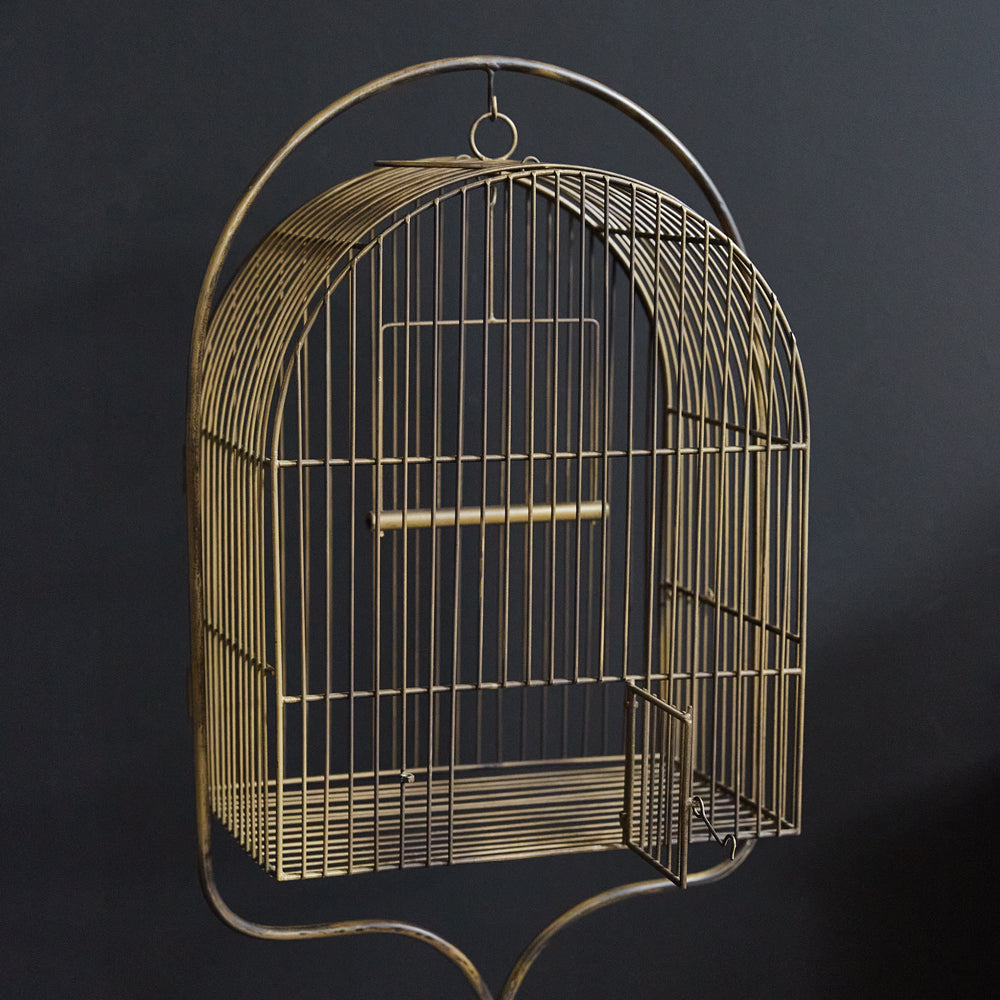 Antique Brass Birdcage With Stand