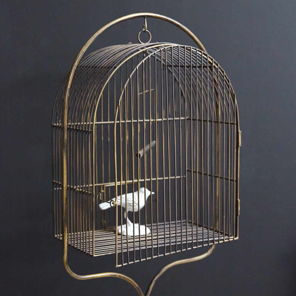 Antique Brass Birdcage With Stand