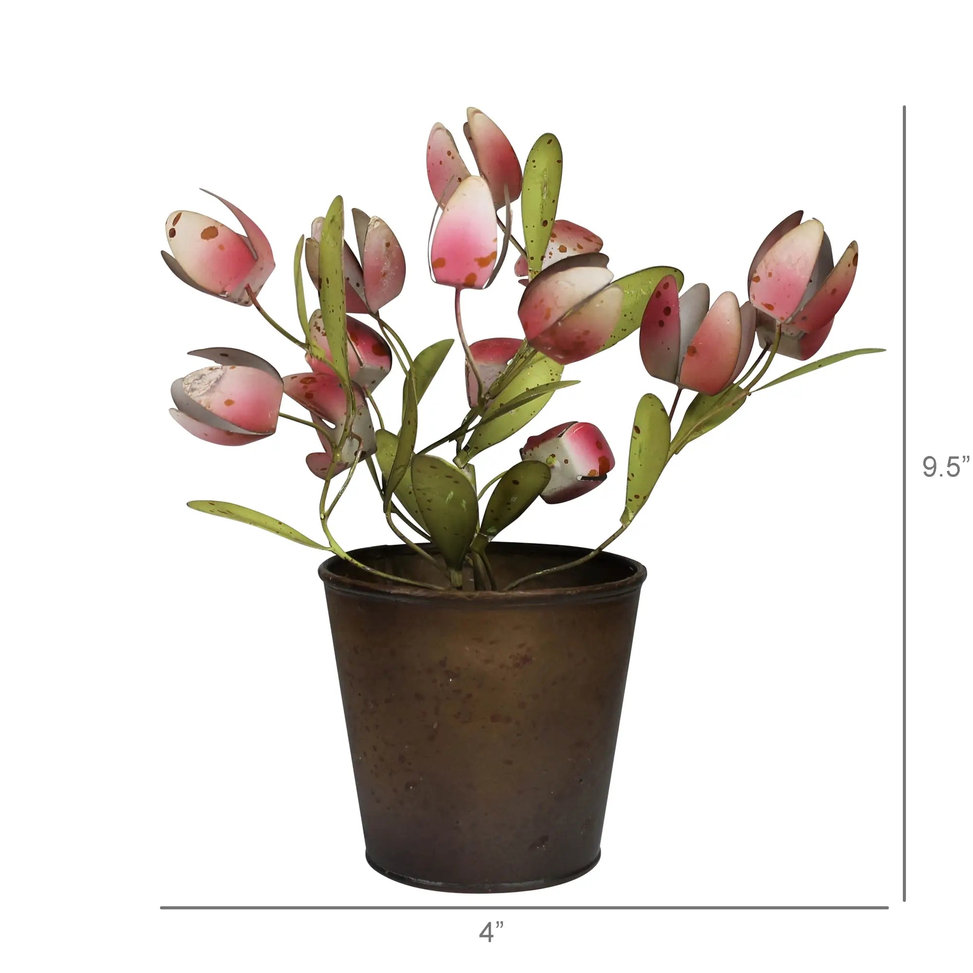 Metal Tulips In Aged Pot