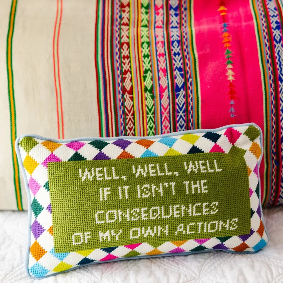Well Well Well Needlepoint Pillow