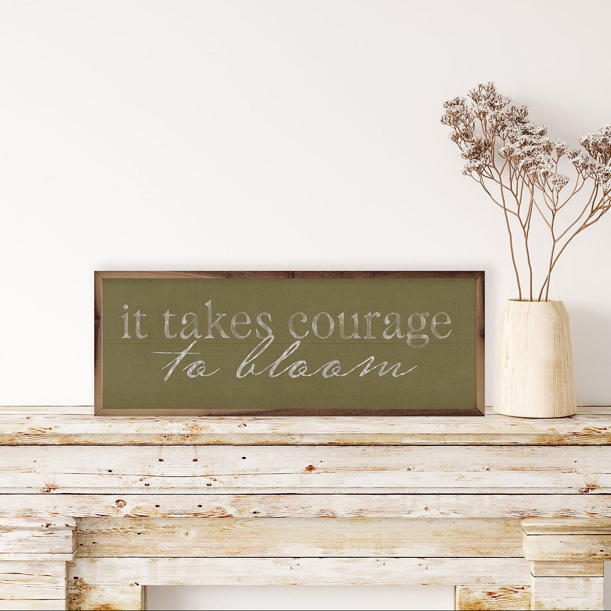 It Takes Courage To Bloom Wood Framed Print