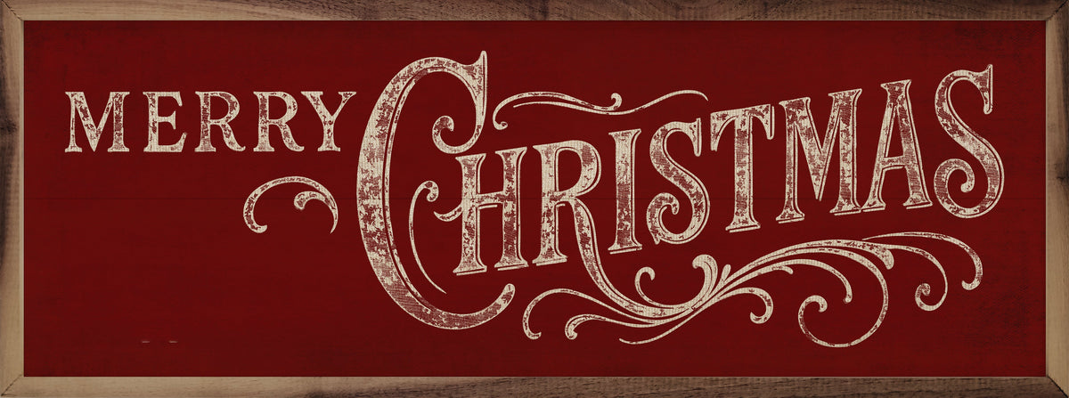 Ornate Merry Christmas Wood Framed Print
