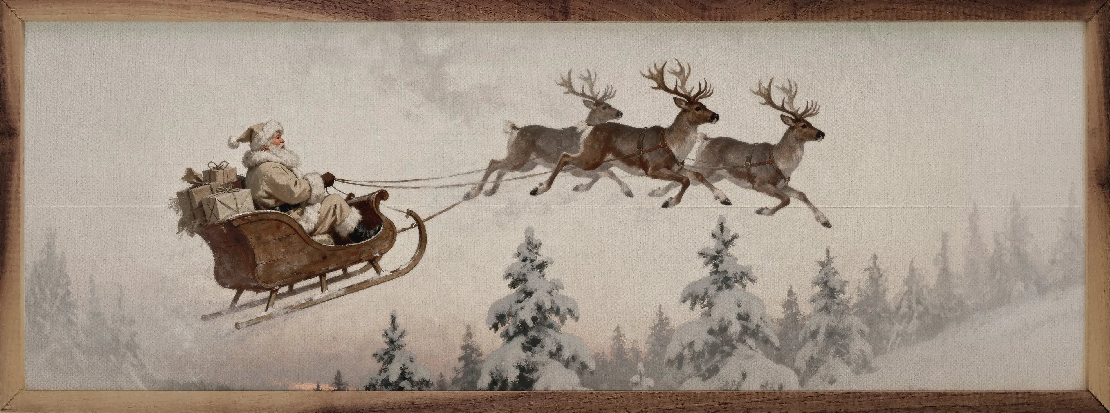 Santa's Sleigh Ride Wood Framed Print
