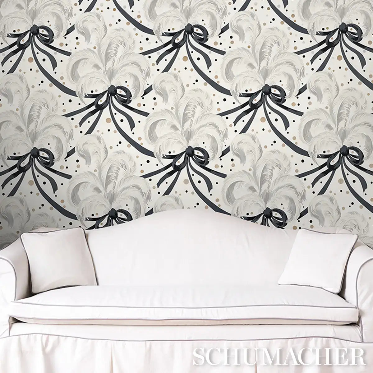 Schumacher Plumes Et Rubans Wallpaper