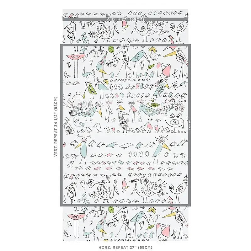 Schumacher Aviary Wallpaper