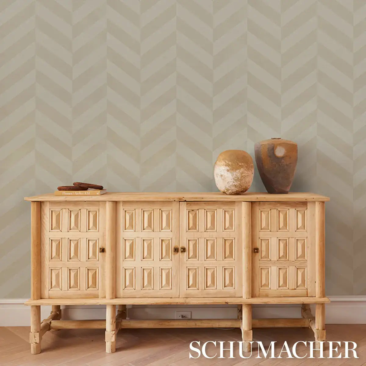 Schumacher Staggered Chevron Sisal Wallpaper