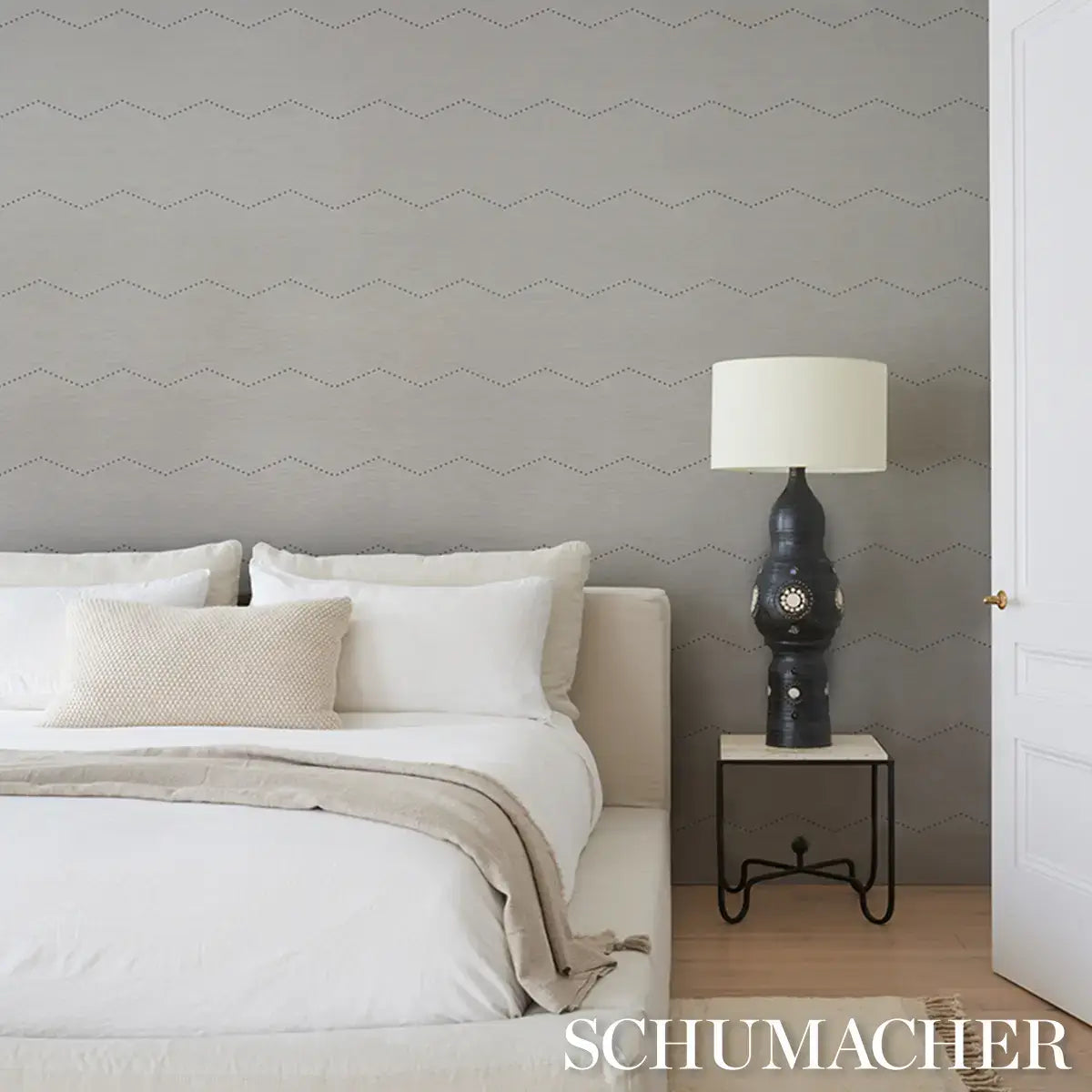 Schumacher Rivet Stripe Sisal Wallpaper