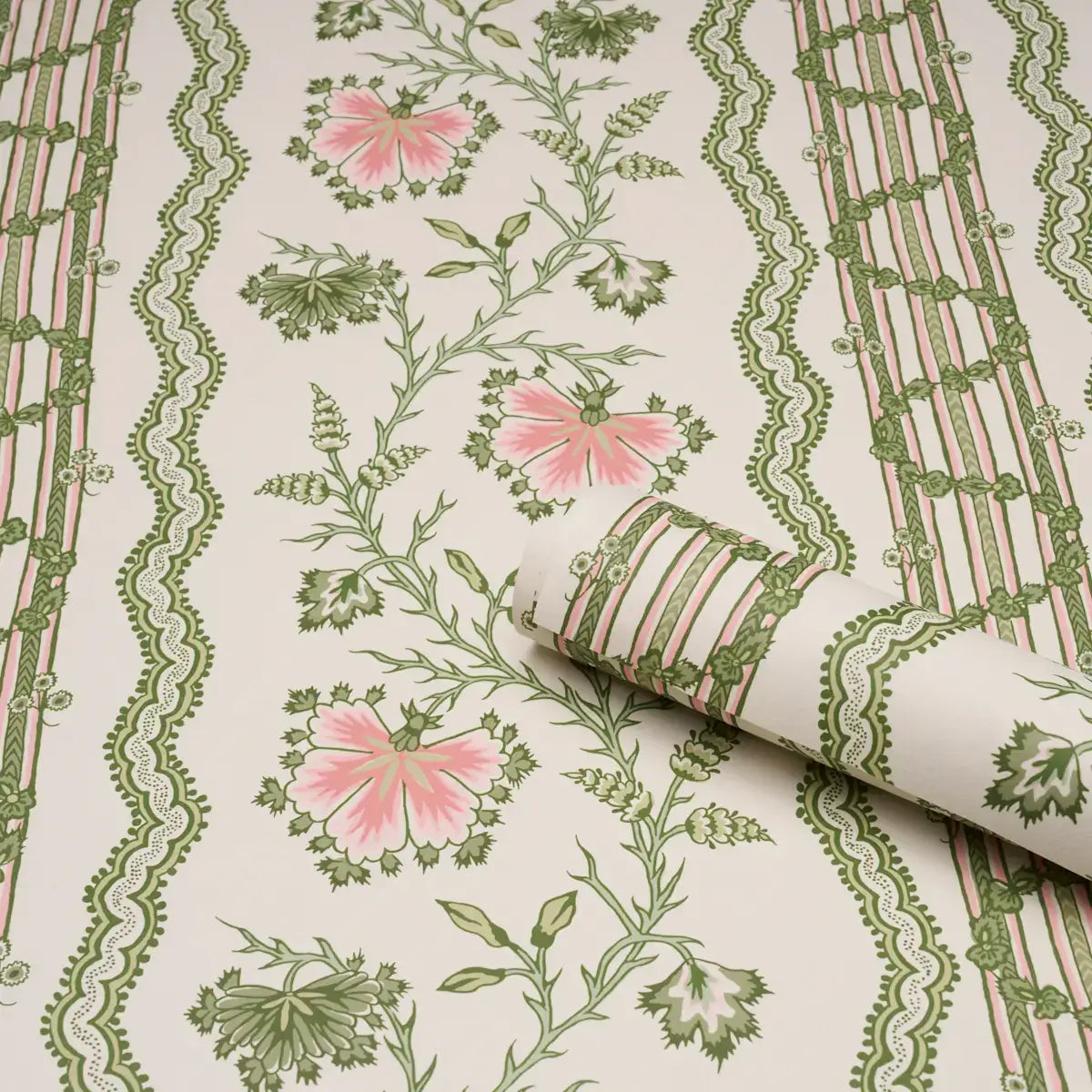 Schumacher Parvati Floral Stripe Wallpaper
