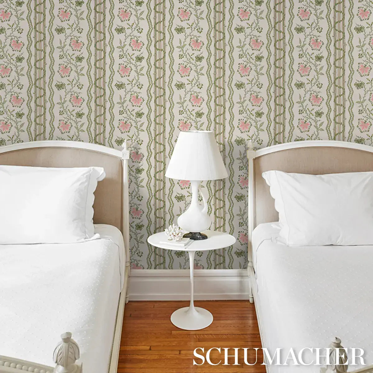 Schumacher Parvati Floral Stripe Wallpaper