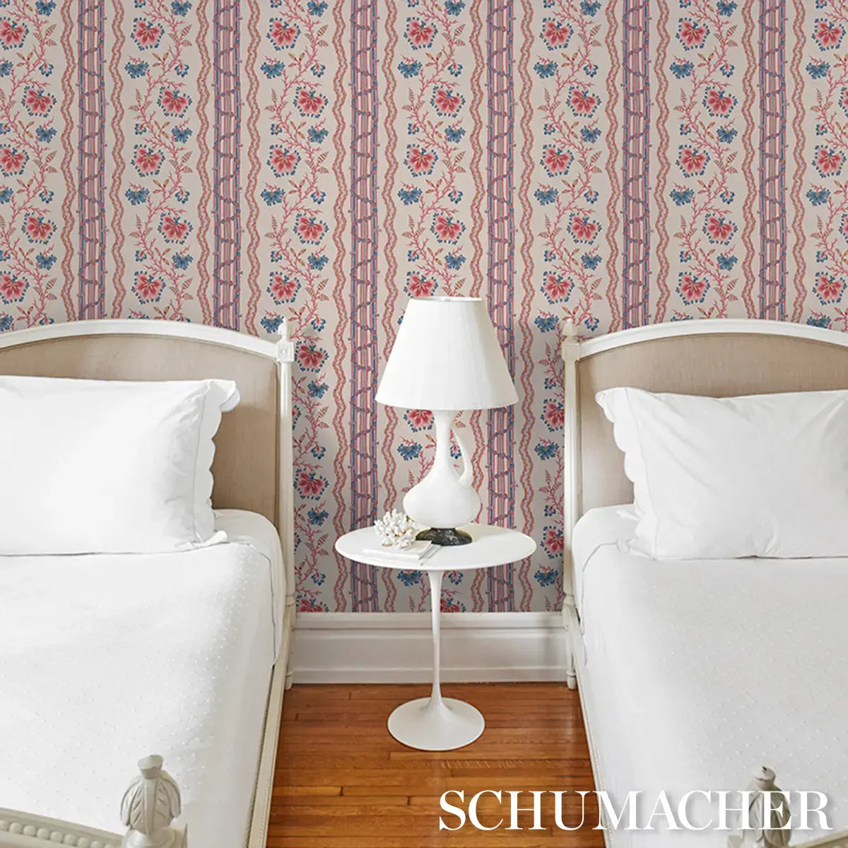 Schumacher Parvati Floral Stripe Wallpaper