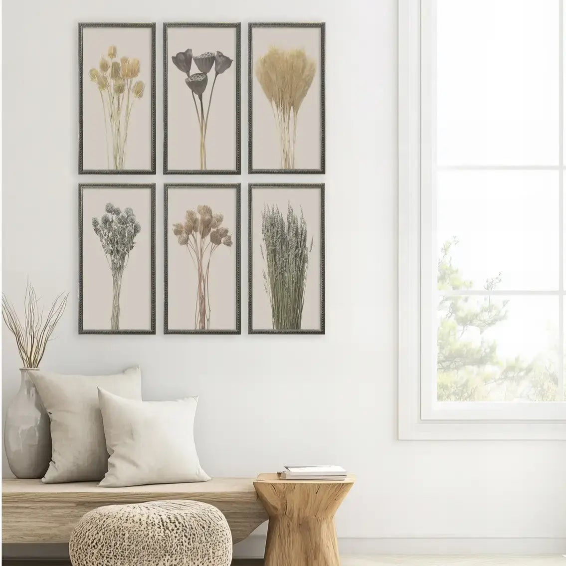 Botanicals Silver Bead Gallery Frame Art Set