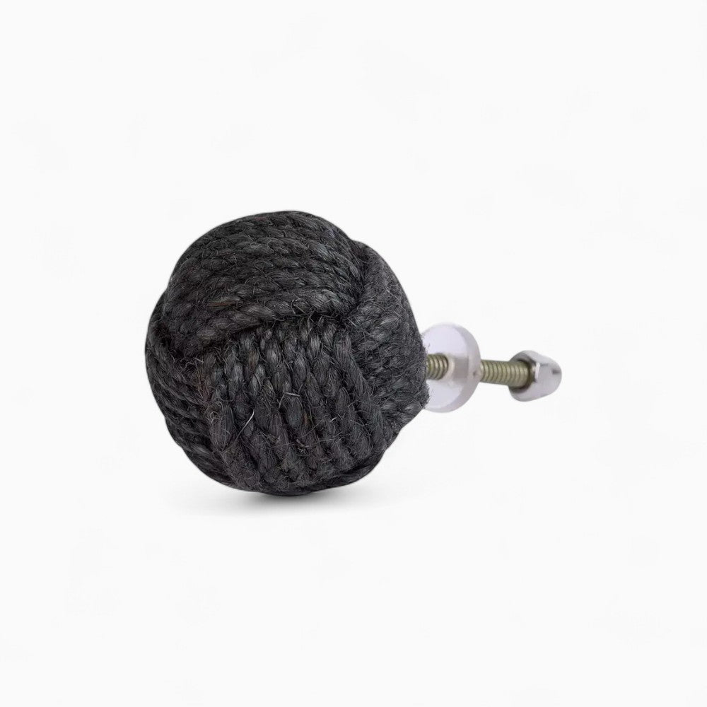 Black Jute Round Knob
