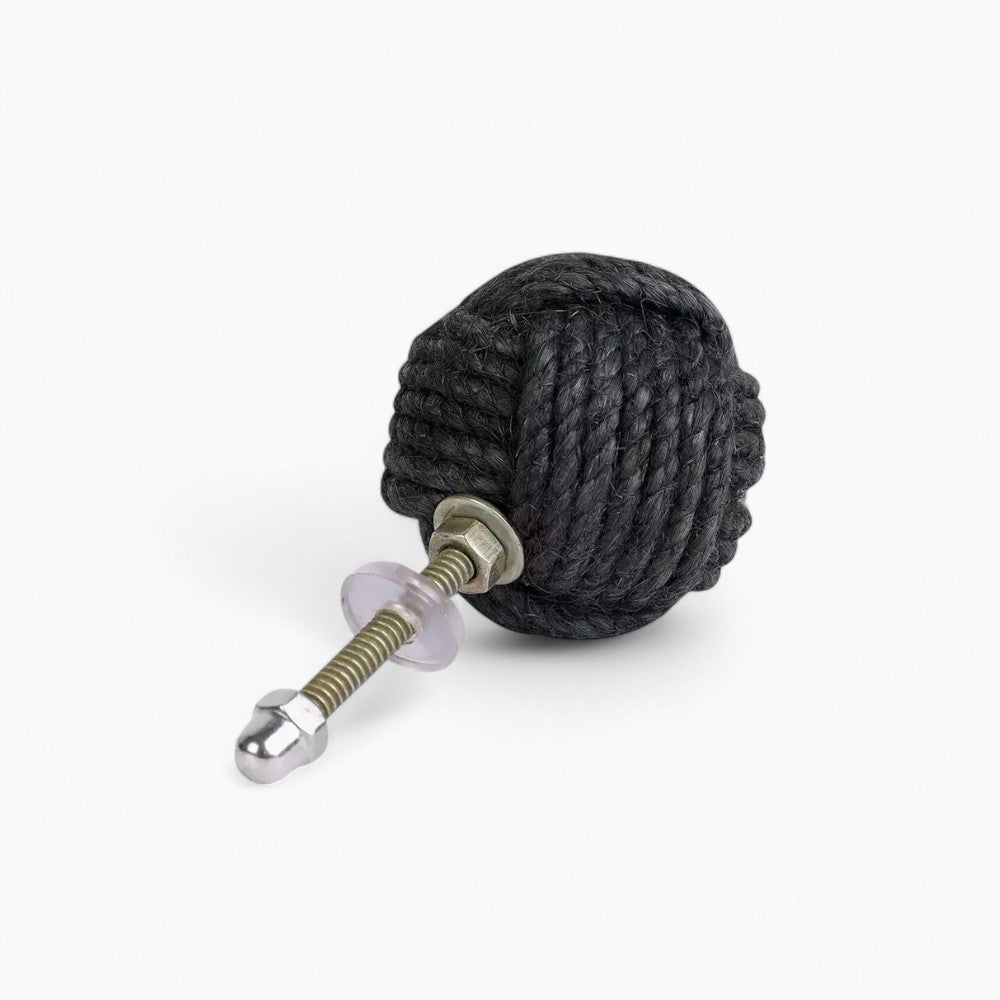 Black Jute Round Knob