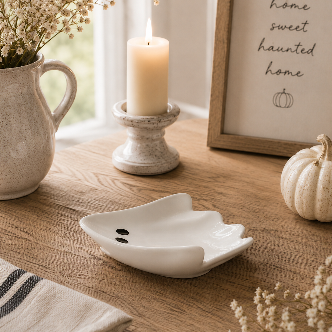 Stoneware Ghost Shaped Dish