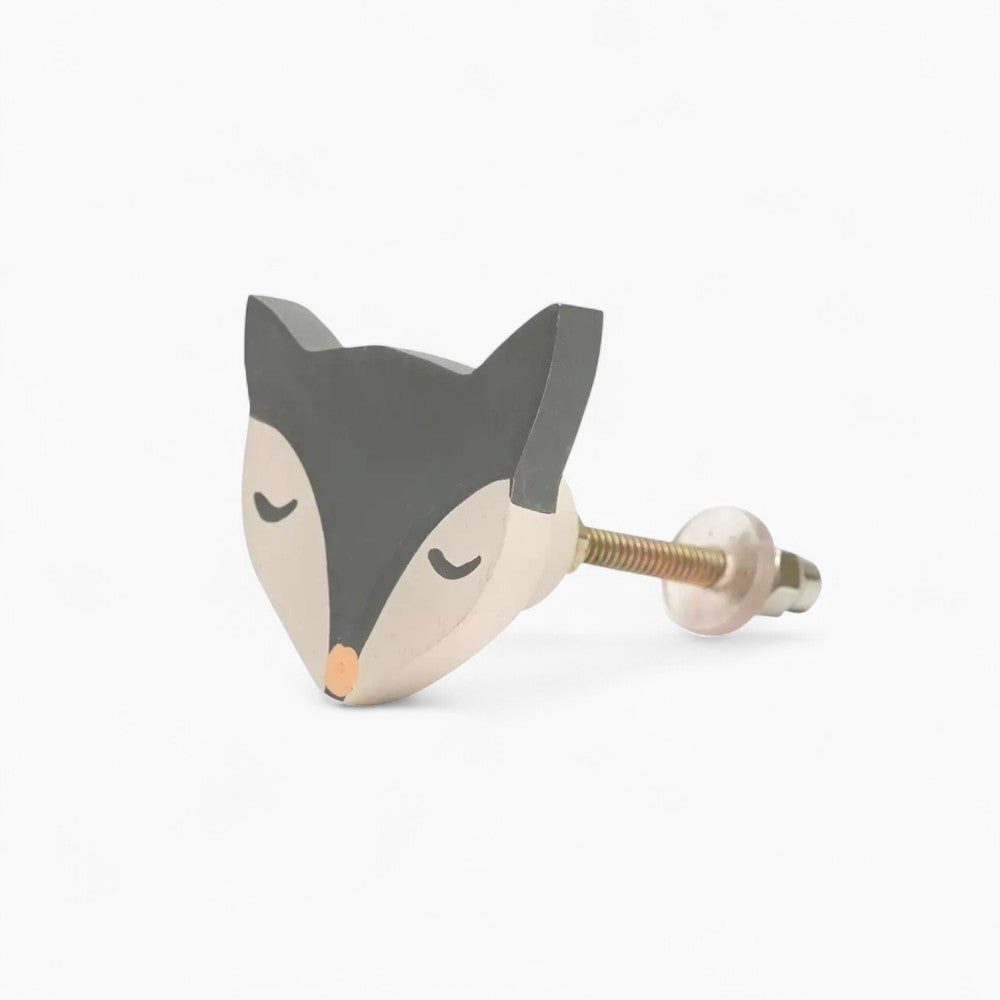Painted Wood Fox Knob