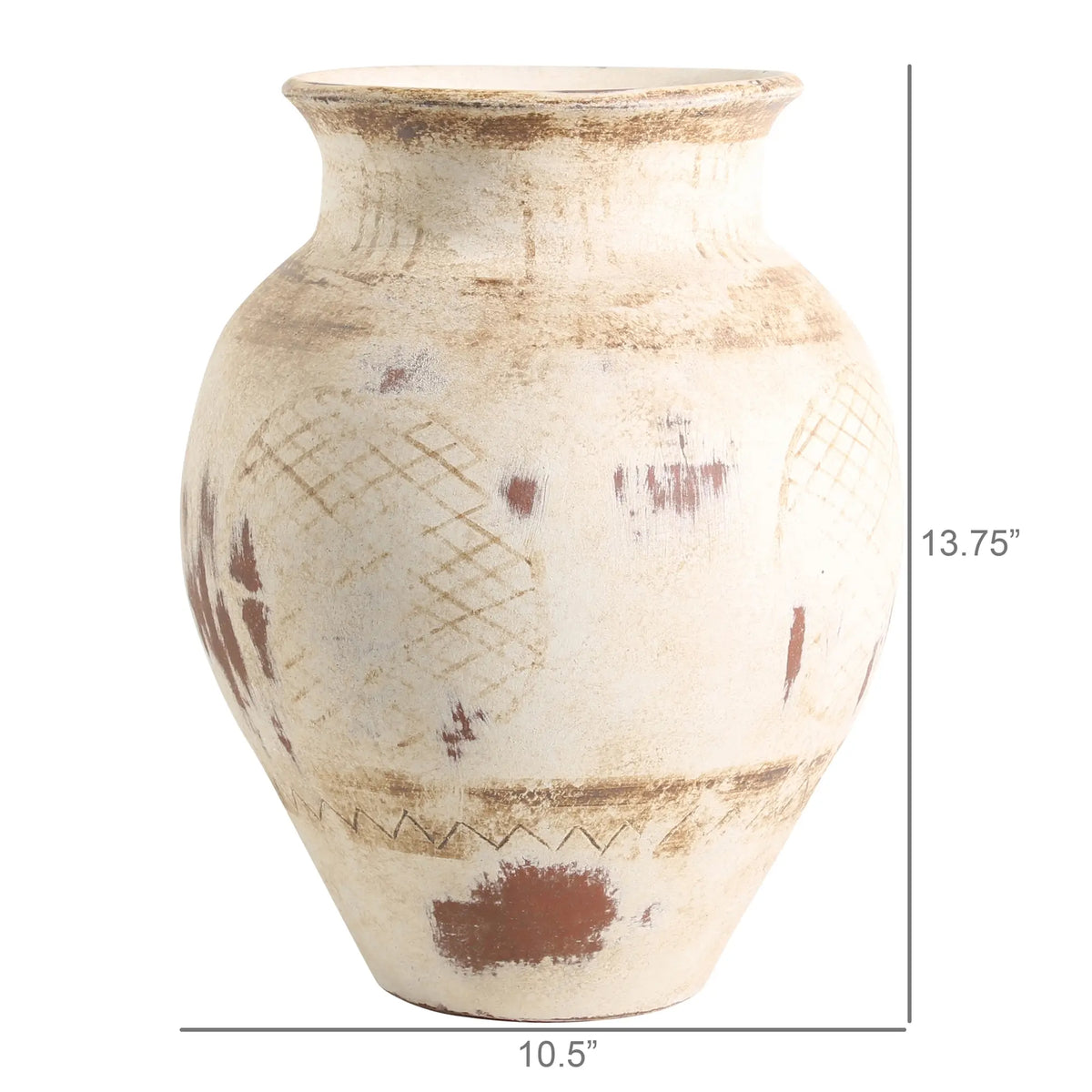 Distressed Cream Ceramic Urn