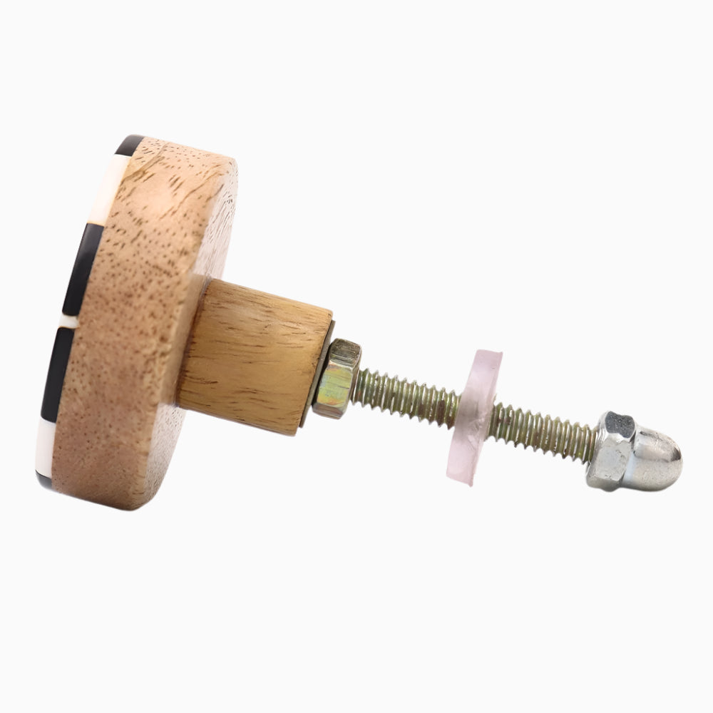 Black & White Checkered Wood Knob