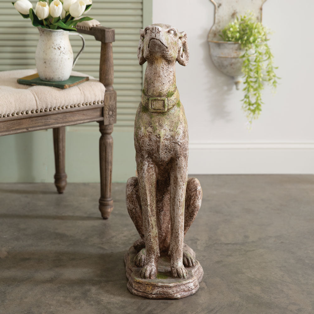 Mossy Greyhound Garden Statue