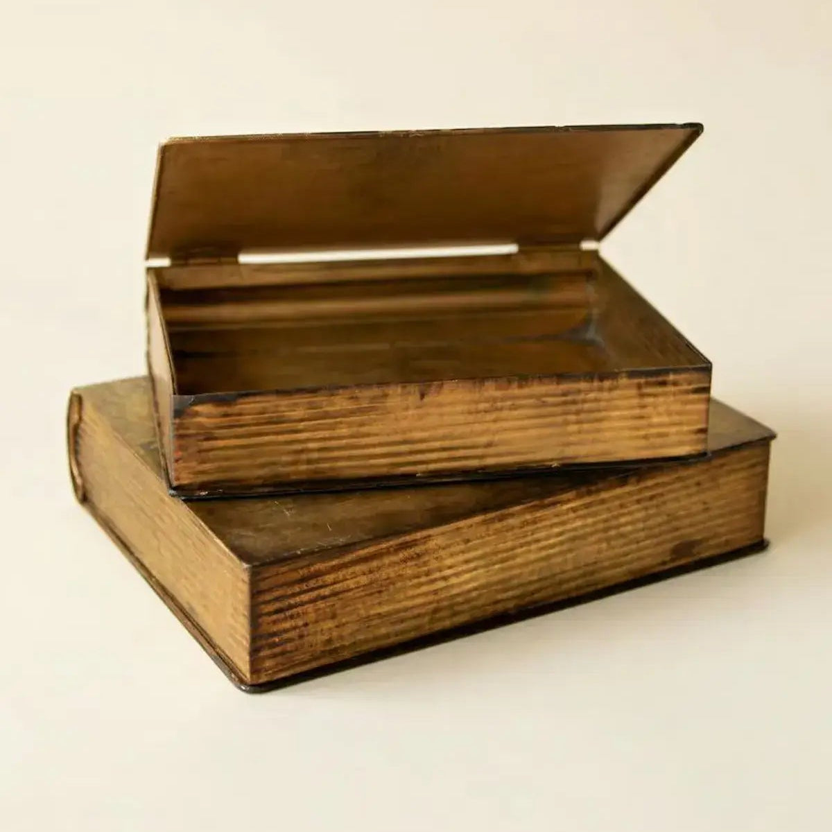 Antique Brass Book Box Set