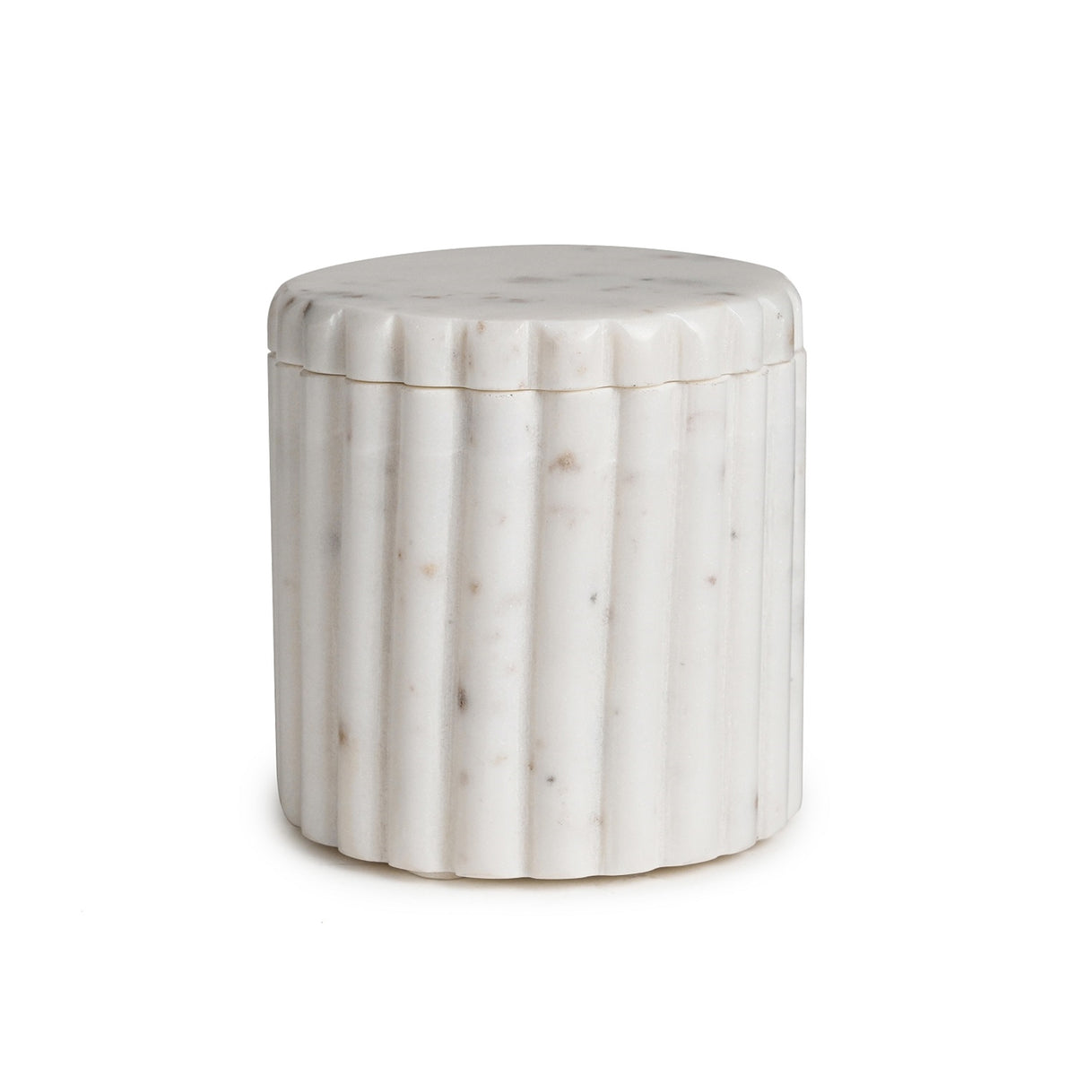 White Marble Canister w/ Grooving