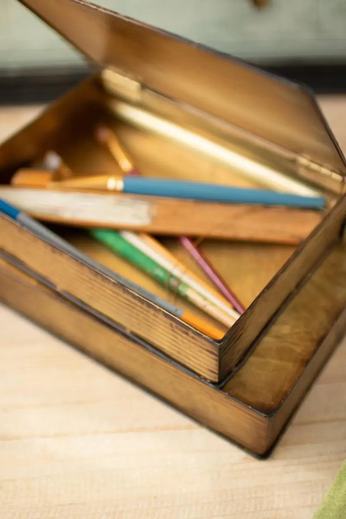 Antique Brass Book Box Set